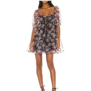 FOR LOVE AND LEMONS FAYE BABY DOLL MINI DRESS FLORAL SIZE S